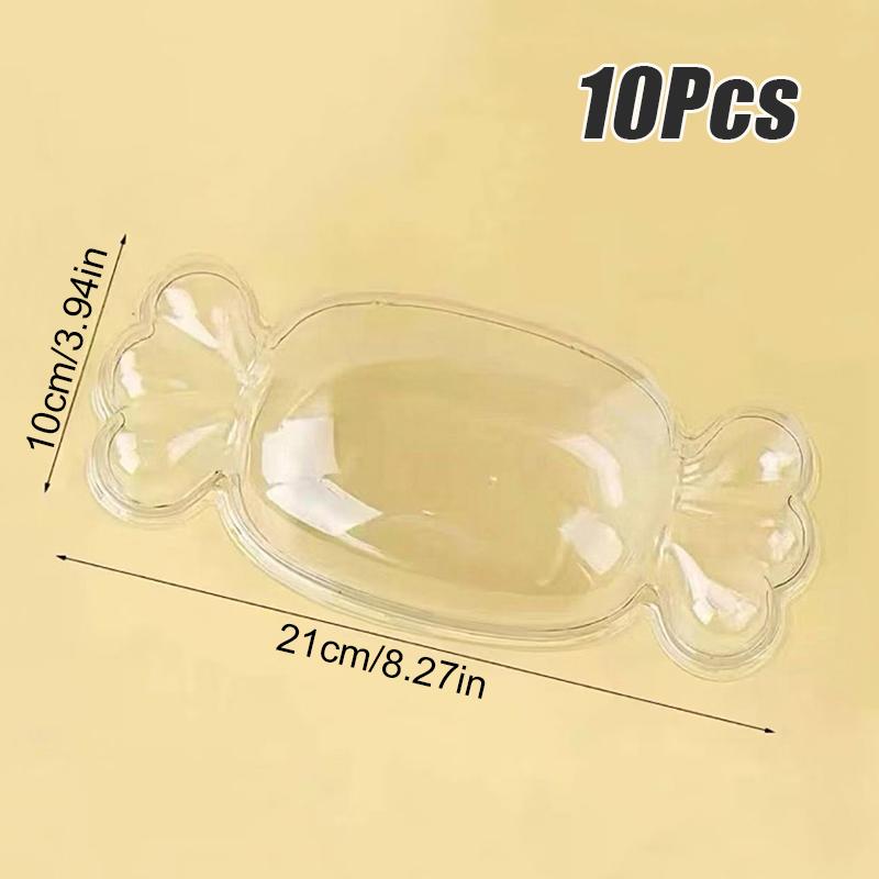 10 Pieces of Candy Style Transparent Takeaway Box Packaging Box Transparent Blister Candy Shaped Mousse Cake Box Disposable 21*10cm