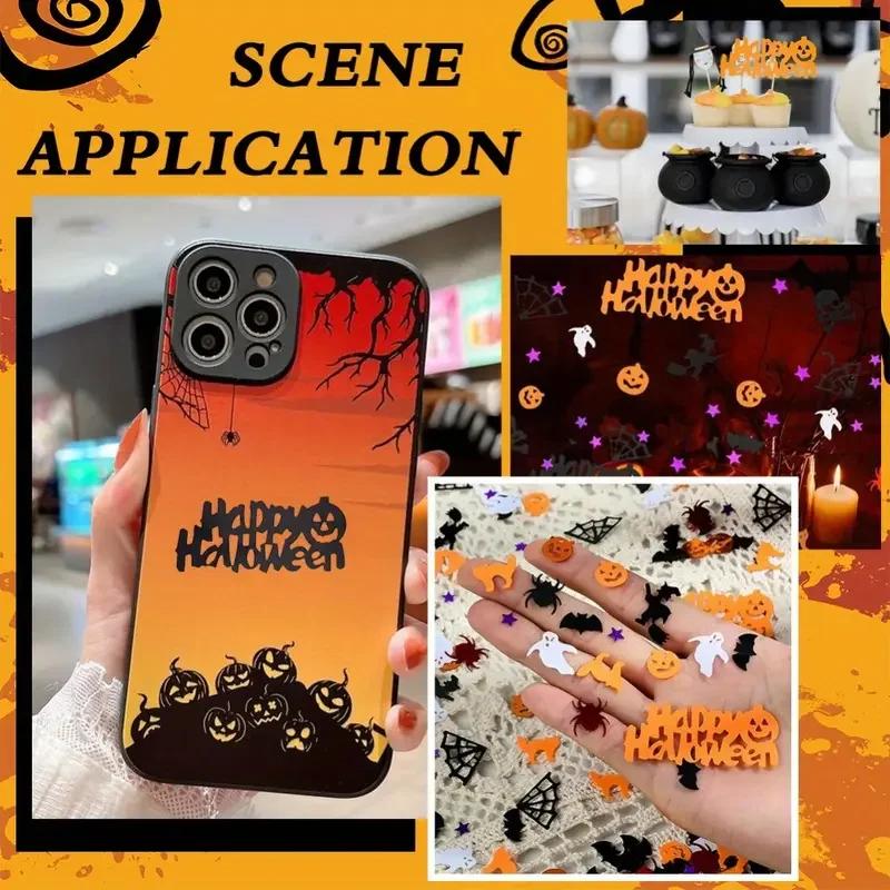 15 G Mixed Witch Ghost Bat Pumpkin Star Confetti Glitter Crafts Paillettes Scrapbook Accessories DIY Halloween Party Decoration