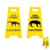 Funny Cat Vomit Sign Bright Yellow Warning Sign Fashion Dog Vomit Sign
