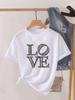(Asian Size) Love Letter Trend Cute Short Sleeve T Shirt O-neck Tee Clothing Top Casual Fashion Print Lady Female Women Graphic T-shirts