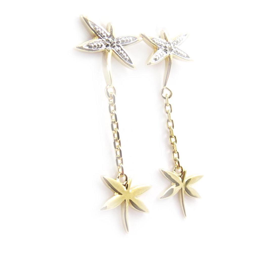 Les Trésors De Lily [E2234] - Gold Plated 'Amour De Libellules' Earrings