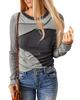 Exposed Seam Color Block Ribbed Knit Top