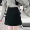 Autumn Large Size Women's High Waist Black Wool Skirt Autumn and Winter New Fat Mm Versatile Slim Short Skirt for Women