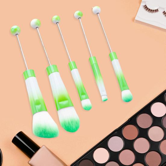 5Pcs/Set DIY Beadable Makeup Brush 5 Sizes Synthetic Kabuki Foundation Loose Powder Eyeshadow Concealer Brow Blush Blending Cosmetic Brush