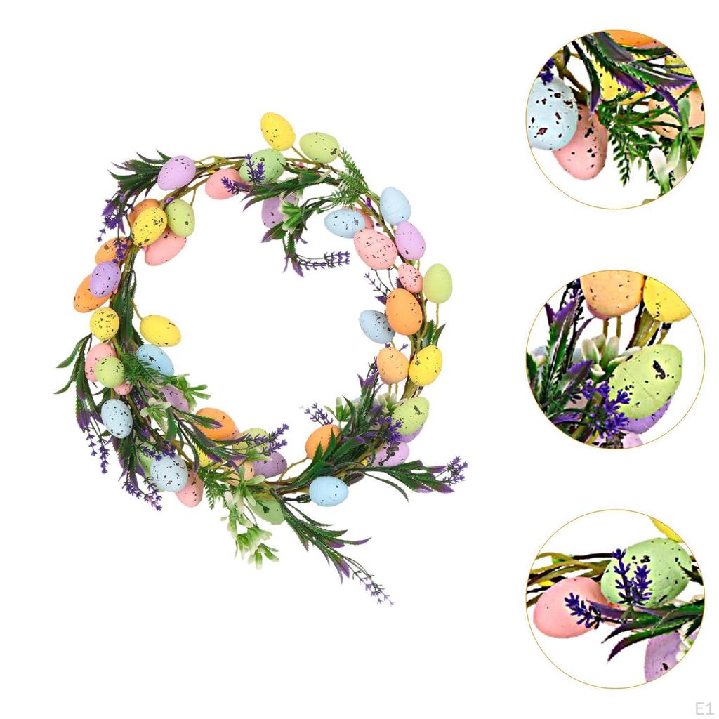 Easter Egg Door Wreath,Artificial Flower Ornament 30cm Indoor Outdoor Spring Wreath Greenery Leaves