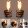 Retro Resin Fist Wall Lamp Bulb Sconces Fixture Home Resin Lighted Crafts Left Hand Right Hand Lamp Indoor Restaurant Decoration