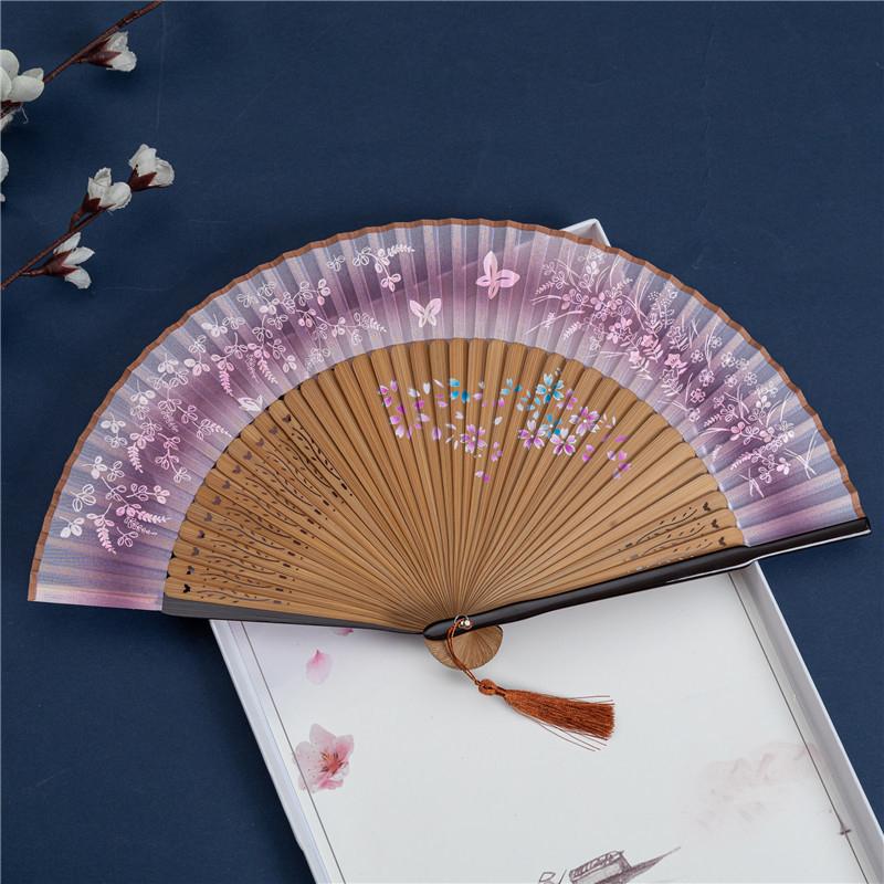 Chinese Style Multiple Colors Decorative Folding Fan Ornament Art Craft Performance Props Bamboo Dance Party Show Gift Accessories