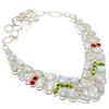 Rainbow Moonstone, Peridot, Ruby Gemstone Handmade 925 Silver Necklace 18" JCN326-139
