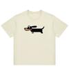 American Fashion Brand Same Sausage Dog Print Round Neck Oversized Short Sleeved T-shirt For Men's And Women's 2024 Summer New