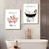 Fashion Girl In The Bathtub Picture Canvas Painting Nordic Posters And Prints Wall Pictures For Living Trendy Bathroom Decor