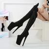23cm Suede Fishmouth Boots European Style Super High Heels, Hate Sky High Sexy Pole Dancing Shoes, Catwalk Performance Shoes
