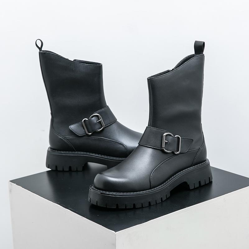 Fashion Luxury Men's Mid-calf Ankle Boots Genuine Leather Designer Business Shoes Toe Dress Wedding Office Boots Men Footwear