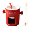 Ceramic Fondue Mug for Cooking with Fork and Spoon Set