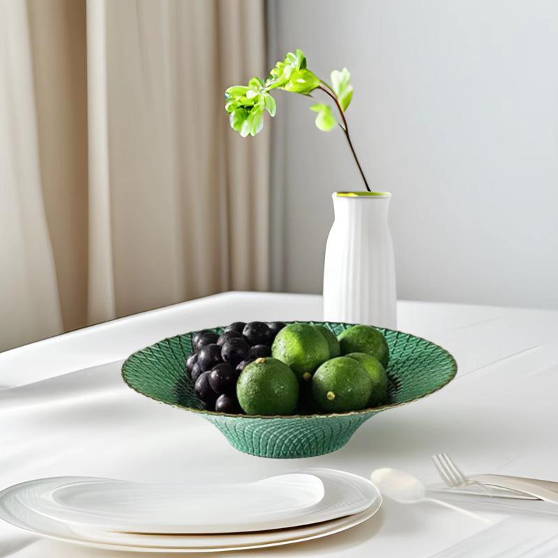 European High-Footed Glass Fruit Bowl - Large Capacity Candy & Dried Fruit Plate for Living Room