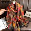 Women's Fashion Scarf Polyester Mature Style with Plant Pattern - Large Beach Shawl Wrap, Decorative Sun-Proof and Windproof