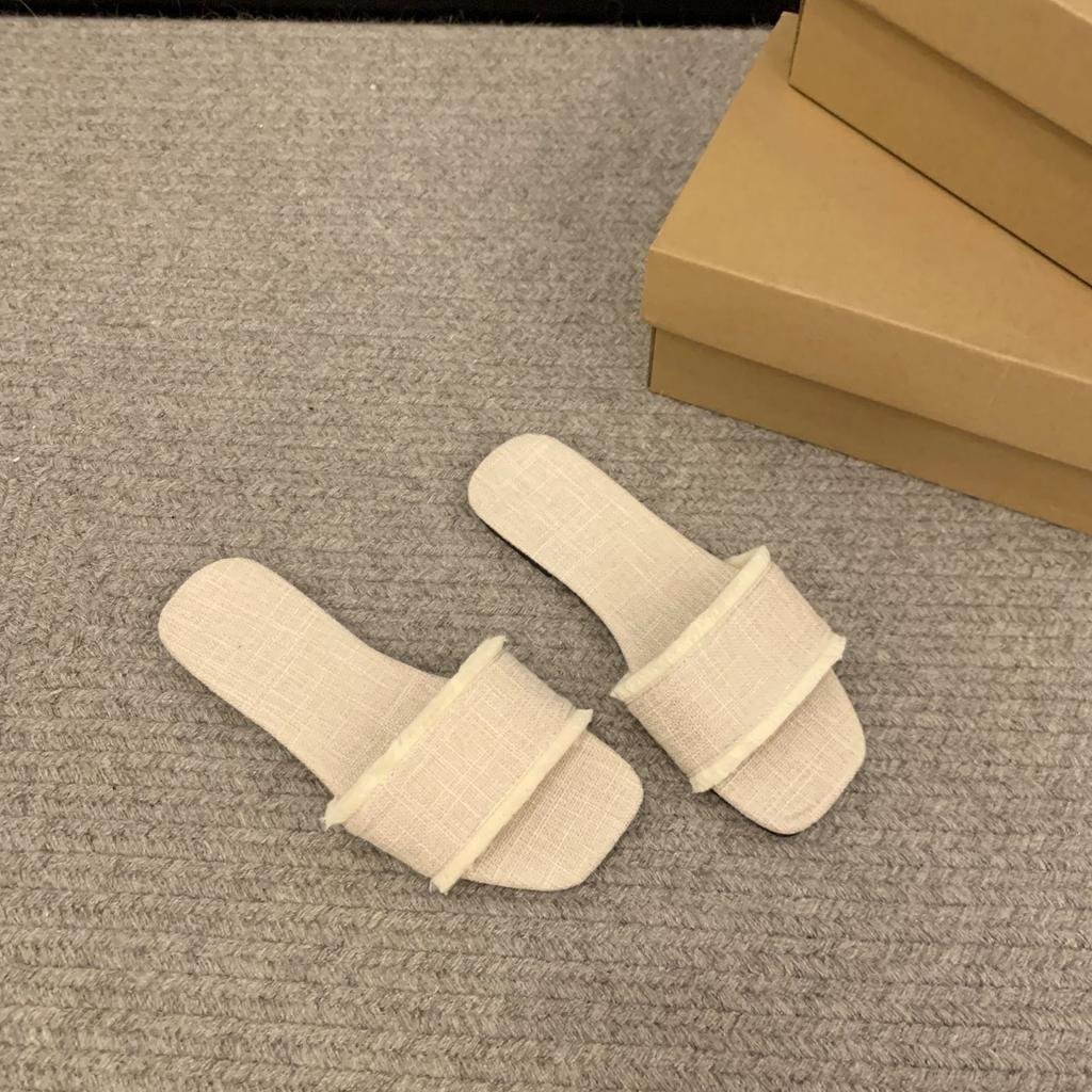 Flat Bottom Oneword Fashion Cool Slippers Summer New Korean Version Retro Opentoed Outer Slippers Light