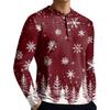 Men's Casual Button-Down Sweatshirt Fashion Printed Long Sleeve Shirt Pullover