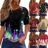 Women's Fashionable Casual Short Sleeve Christmas Print Round Neck Pullover Top