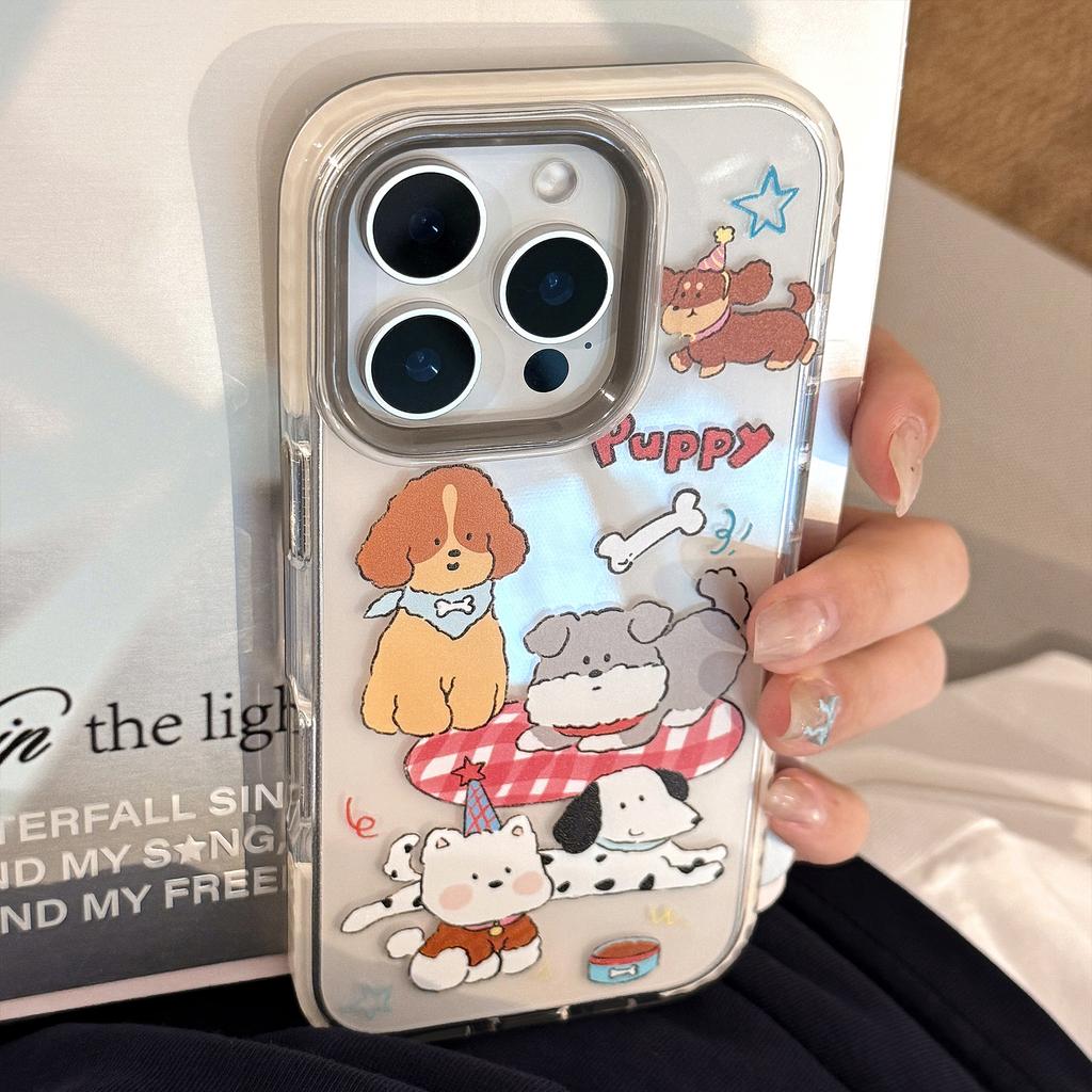 Personalized Cartoon Puppy Illustration Suitable for Apple 16 Mobile Phone Case 14 Transparent IPhone 15 Promax Anti Fall 11 Soft