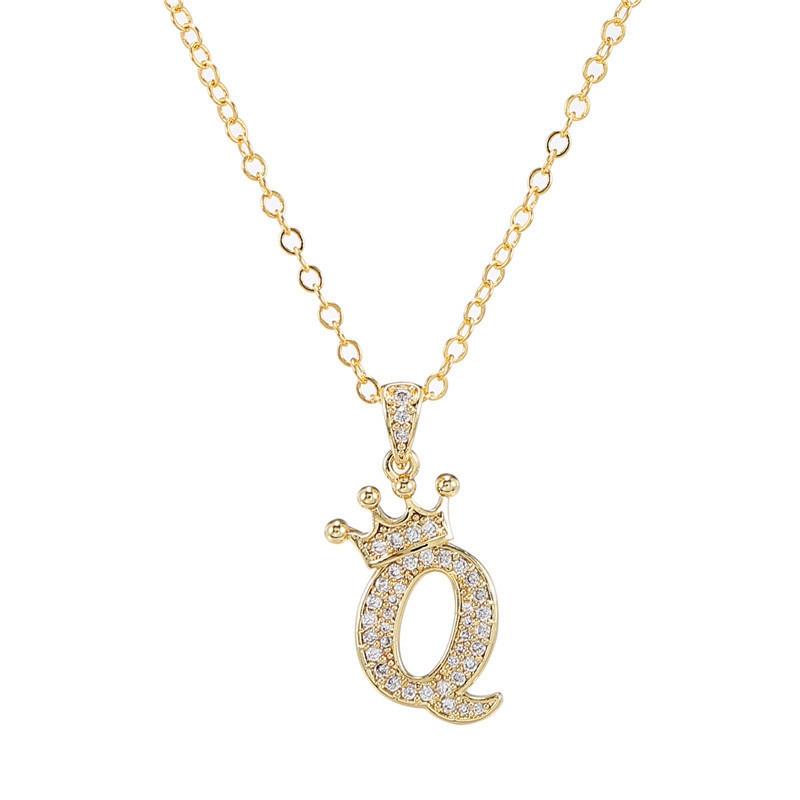 Zircon Crown Necklace New Necklaces Fashion Women's Necklace Pendant Simple English Letter Necklace