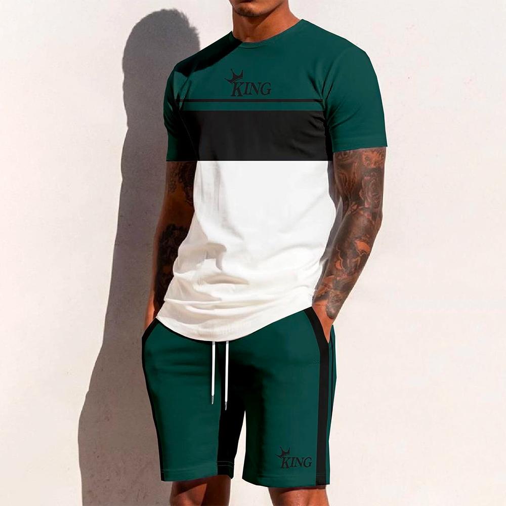 Summer Y2K Style Fashion Trendy Men's Set Extra Large Men's Loose Top Refreshing and Breathable Leisure Travel Set