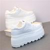Fashion 8CM High Quality Microfiber Leather White Platform Sneakers for Women Wedge Heel Sneakers Shoes Comfy Casual Shoes Female