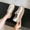 Retro Solid Color Hollow Thick-soled Lazy Shoes Summer New Large Size Two Wear Casual Shoes Round Head Mother Shoes Women