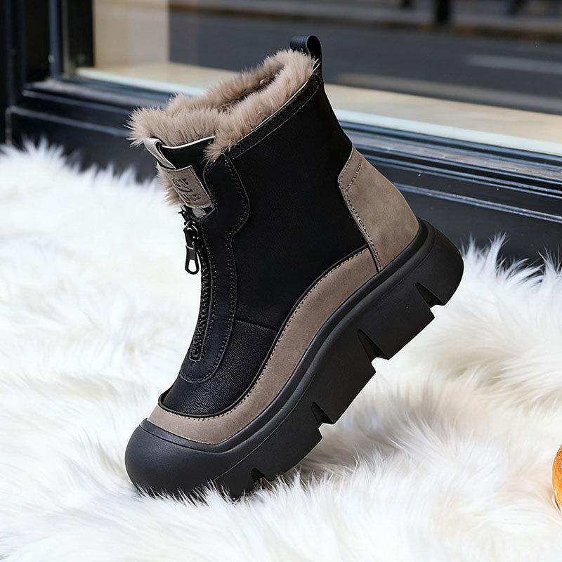 Thick-soled Heightening Non-slip Short Boots Women's New Autumn and Winter Soft-soled Thin Velvet Fashionable Versatile Cotton Boots