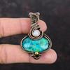 Chrysocolla Pendant Copper Wire Wrapped Pendant Gemstone Jewelry Rainbow Moonstone Pendant Handmade Copper Jewelry Designer Pendant For Gift