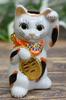 Waza No Kura Left-Handed Maneki-neko (Beckoning Cat) Kutani Ware Dancing Calico Cat Feng Shui Figurine Opening Ceremony Gift