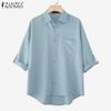 Women Classic Collar Loose Casual 3/4 Sleeve Blouse