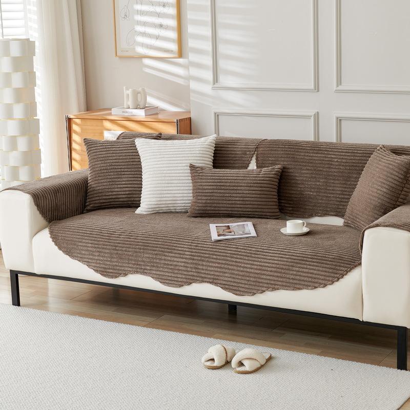 Winter Plush Simple Modern Sofa Cushion Solid Color Sofa Cover Thickened Warm Non-Slip Sofa Cover Towel