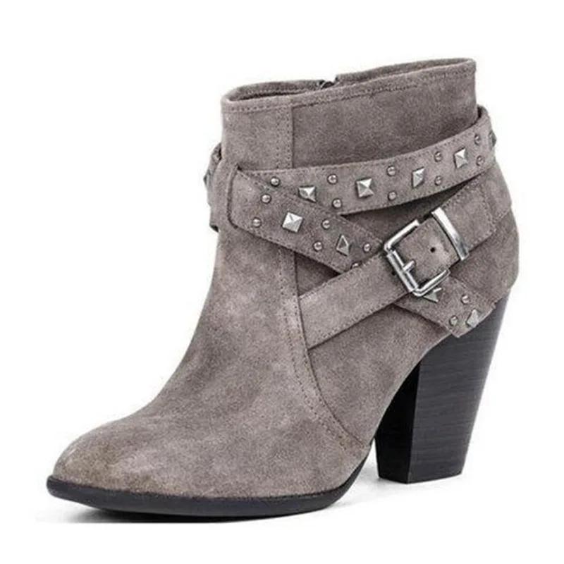 Autumn Winter Women Boots Zipper Rivet  Suede Women Winter Boots Cotton Ankle  Women's Shoes Round Toe Shoes 2024