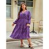 V-neck Loose Waisted Plus Size Women's Dress Printed Fashion Dresses