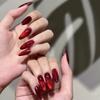 24 Pieces New Valentine's Day Cat's Eye Nail Patch Nail Art Red Solid Color Wear Nail Almond Nail Patch