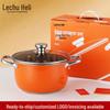 Orange Stainless Steel Double-Layer Steamer and Cooking Pot with Thickened Composite Steel for Induction Cookers