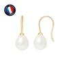 Earrings - - Genuine Cultured Pearls 7-8 Mm - Yellow Gold - Women - Hook