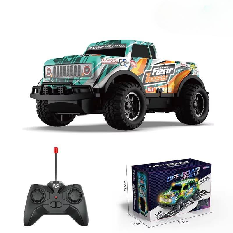 New 1:24 Full Scale LED Light Off-Road Jeep Remote Control Car 10km/h Battery Controlled Children's Toy Car Boy Gift Anti-Fall Anti-Collision