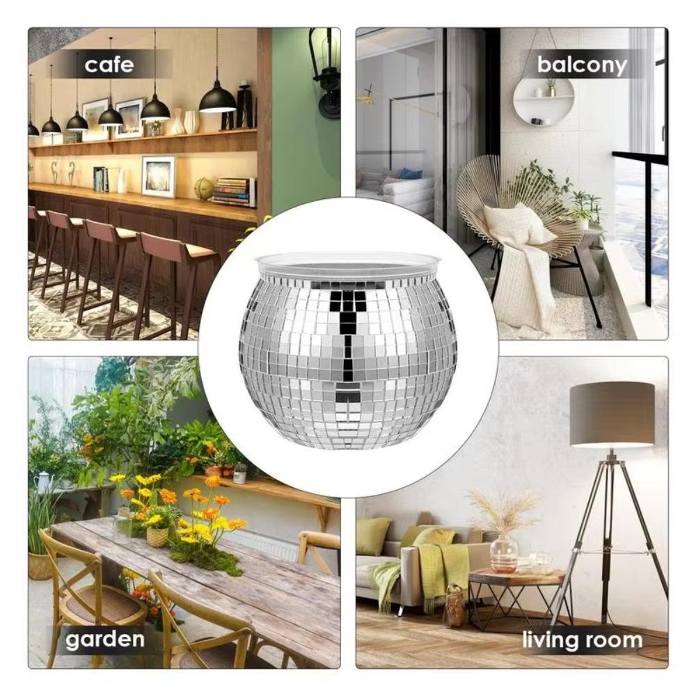 Silver Mirror Glass Flower Vase Home Decoration Disco Ball Plant Holder Plant Planting Pot Home