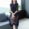 Casual V-neck Pleated Dress Female 2022 Spring and Summer Slim-fitting Women Long Sleeve