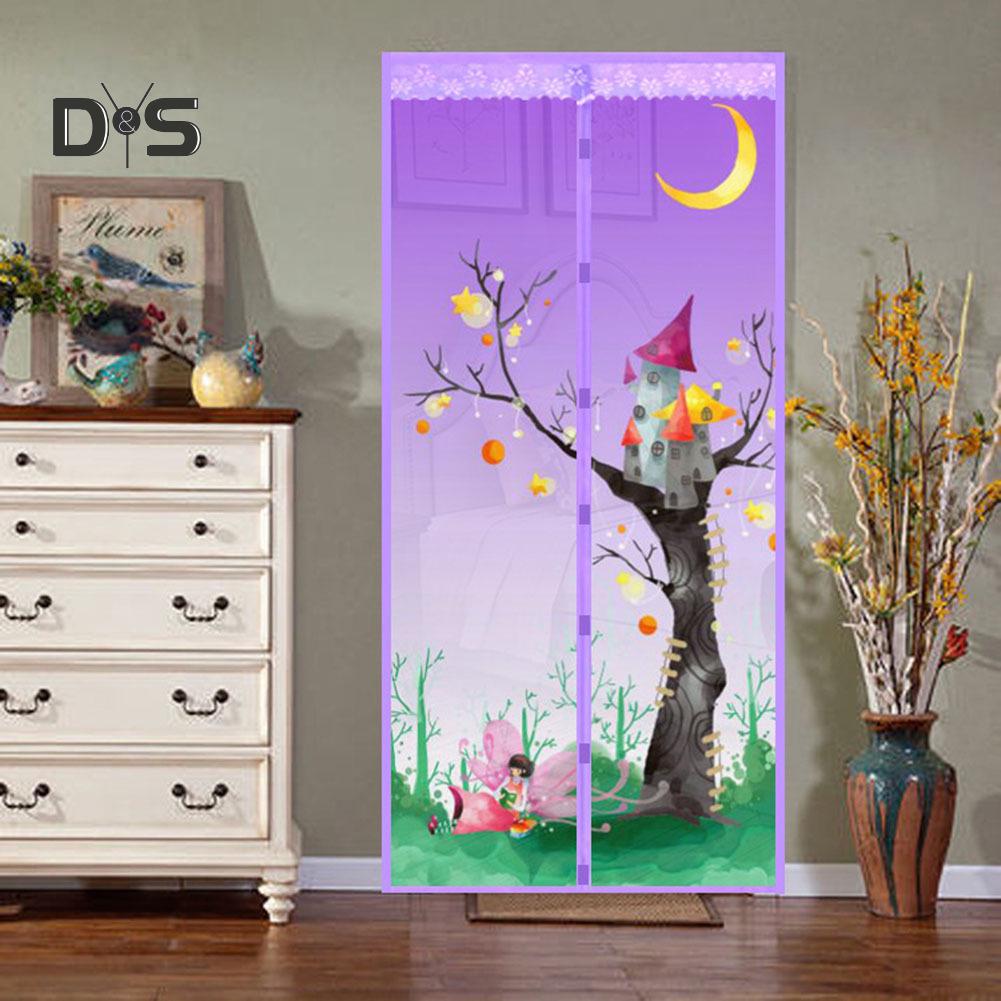 DYS Home Decor Tree Castle Magnetic Window Door Fly Screen Anti Mosquito Mesh Curtain