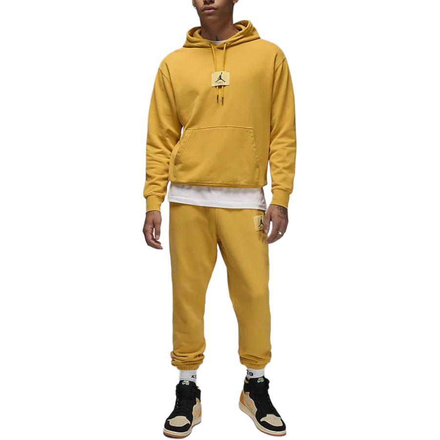 Jordan Flight Fleet Solid Color Hooded Drawstring Casual Long Sleeve Sweatshirt Men Sweatshirt Ochre FB7291-752
