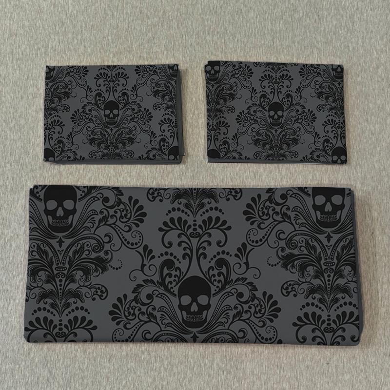 3pcs Skull Flower Duvet Set With Flower Skull Pattern, Includes 1 Duvet Cover And 2 Pillowcases, Suitable For All Seasons