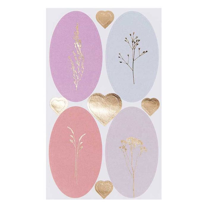 Pastel Floral Oval Stickers - 36 Pieces
