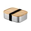 304 Stainless Steel Lunch Metal Bento with Natural Wood Lid and Locking Large for High School and Camping Box, Box, Leakproof, Portable,