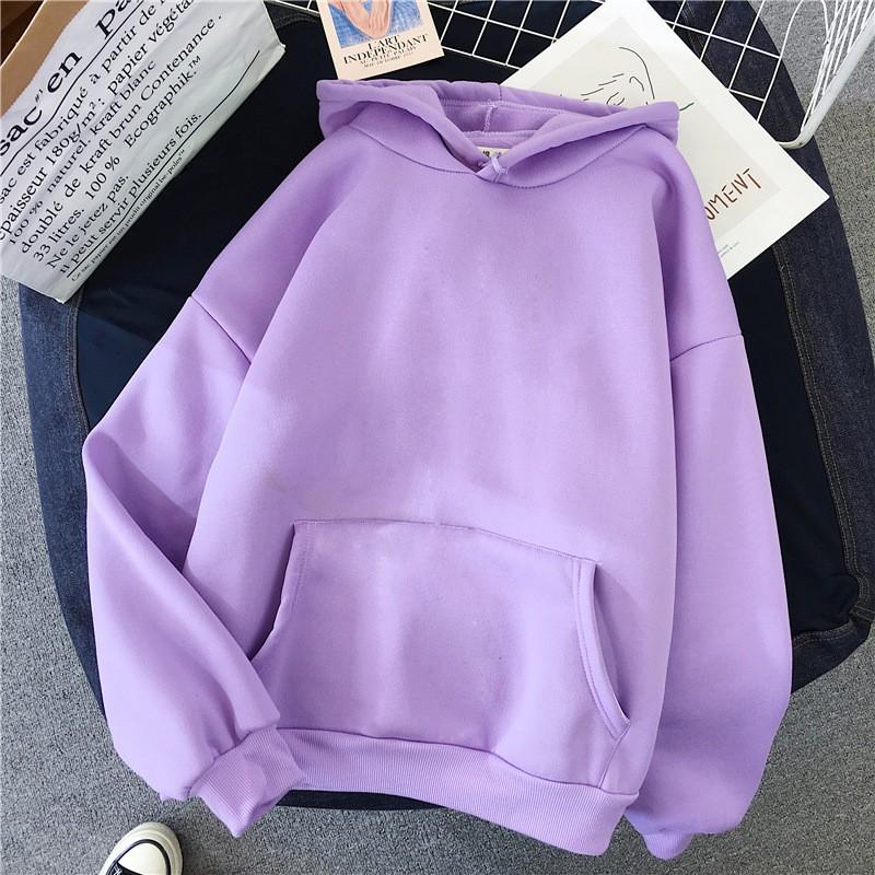 Women's Fashion Casual Solid Color Hooded Sweatshirt Loose Sports Tops Pullover