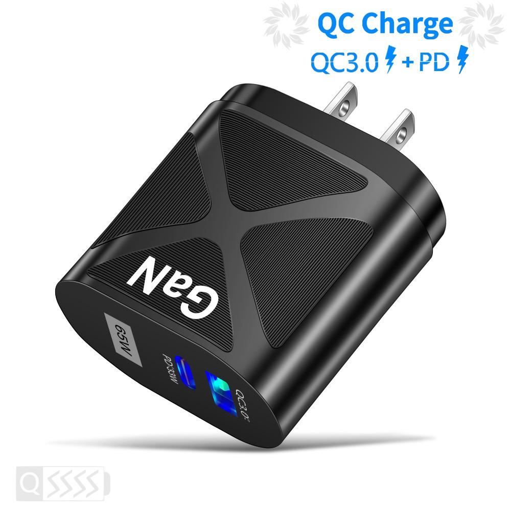 VAORLO 65W GaN Charger PD QC3.0 Fast Charging Quickly Charge Wall Charger EU UK US Ports