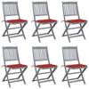 Day and Night - Day and Night Folding Garden Chairs 6 Units Cushions Solid Acacia Wood