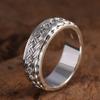 Real S925 Sterling Silver Vintage Rotating Weaving Ring Men Women Pure Silver Rings Fine Jewelry Holiday Gifts