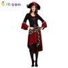 Halloween Masquerade Cosplay Pirates of the Caribbean Pirate Costume Female Red Dress Black Vest Pirate